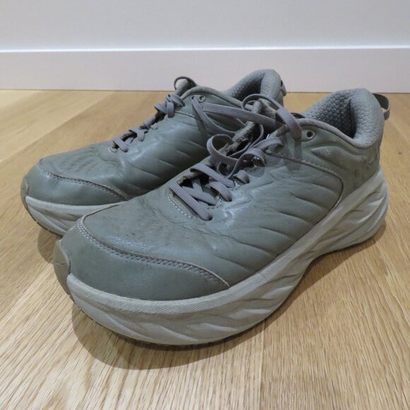 HOKA Bondi SR Road Running Sneakers Shoes in Olive Haze Leather Active Trail 9 - Picture 2 of 15